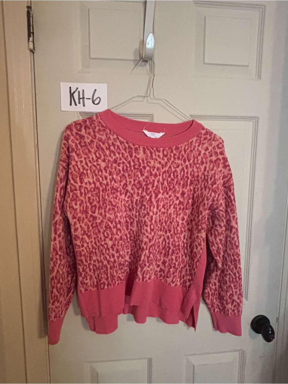 Time and Tru Pink Leopard Crewneck Sweater